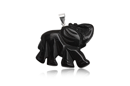 Sterling Silver Black Onyx Elephant Pendant