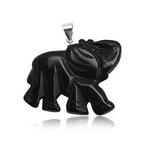 Sterling Silver Black Onyx Elephant Pendant